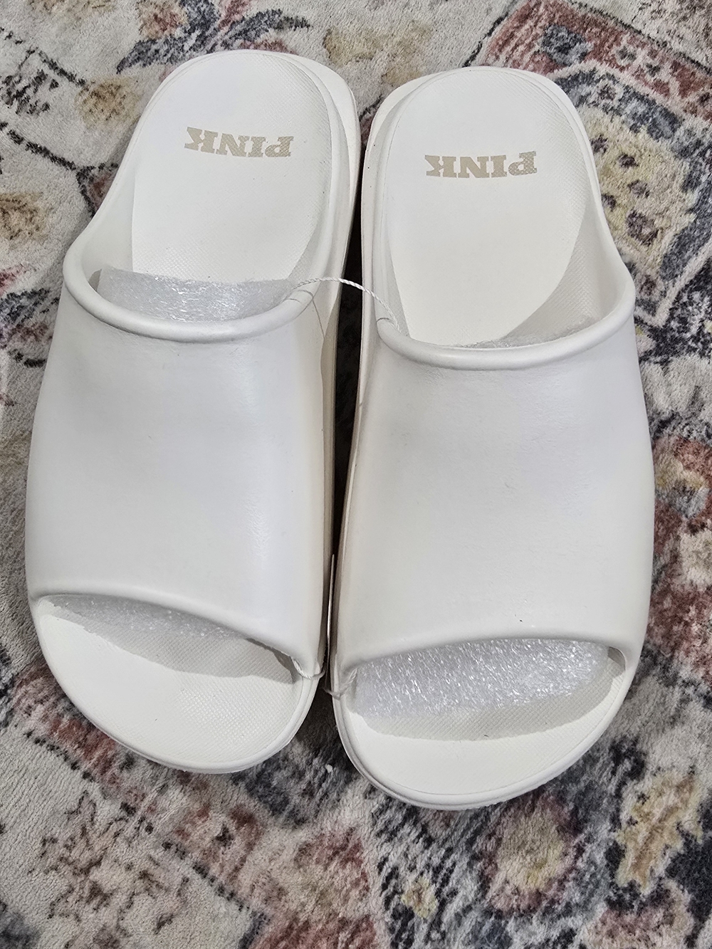PINK Victoria's Secret White Slide Sandals - Women's Slip-On Slides